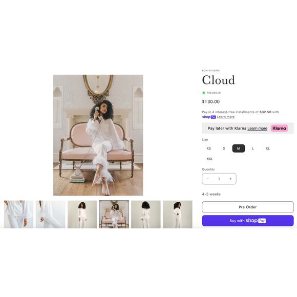 Bon Viviann x Daydreamer Cloud Feather Trim Satin Pajama Set – NWT, Medium - Picture 9 of 11